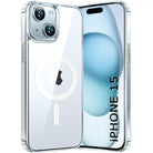 YOFO MagPro Back Cover Case for iPhone 15 Shockproof Slim Thin Non-Yellowing Scratch Resistant Military-Grade Protection Compatible with MagSafe - Transparent