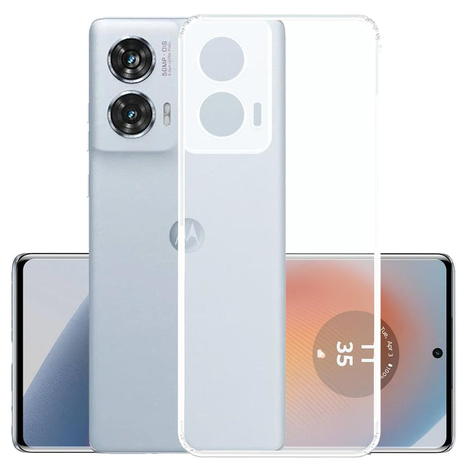 YOFO Back Cover for Motorola Edge 50 Fusion (5G) (Flexible|Silicone|Transparent|Full Camera Protection|Dust Plug)
