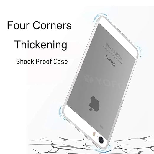 YOFO Rubber Soft Clear Ultra Thin Shockproof Back Cover for iPhone 5 /5S ((Transparent))