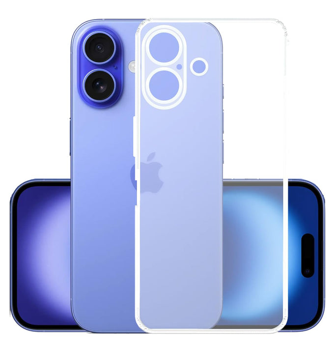 YOFO Silicone Transparent Back Cover for iPhone 16 (6.1) inch (Flexible|Silicone|Transparent|Dust Plug|Camera Protection)