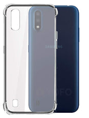 YOFO Rubber Back Cover Case for Samsung M01 (Transparent) with Bumper Corner