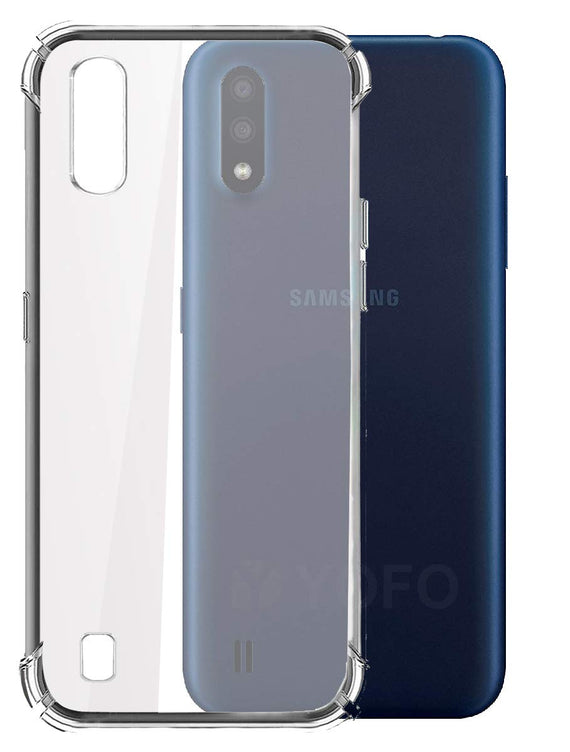 YOFO Rubber Back Cover Case for Samsung M01 (Transparent) with Bumper Corner