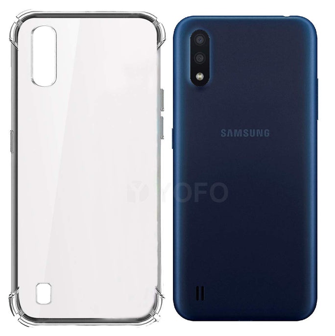 YOFO Rubber Back Cover Case for Samsung M01 (Transparent) with Bumper Corner
