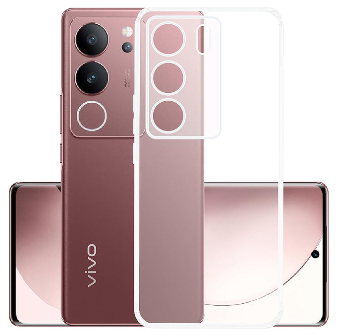 YOFO Back Cover for Vivo V29 / Vivo S17 / S17 Pro (5G)(Flexible|Silicone|Transparent|Full Camera Protection|Dust Plug) (SALE)