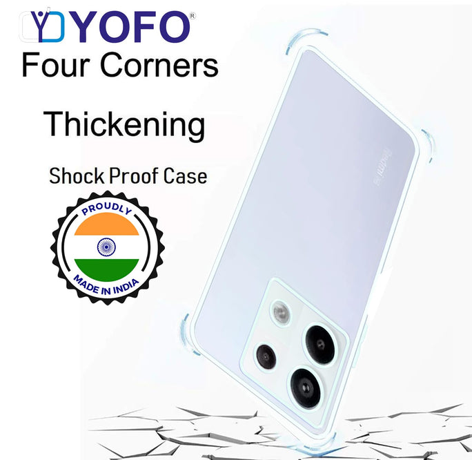 Roll over image to zoom in YOFO Back Cover for Mi Redmi Note 13 2.0 MM (Flexible|Silicone|Transparent|Full Camera Protection)