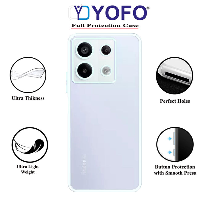Roll over image to zoom in YOFO Back Cover for Mi Redmi Note 13 2.0 MM (Flexible|Silicone|Transparent|Full Camera Protection)