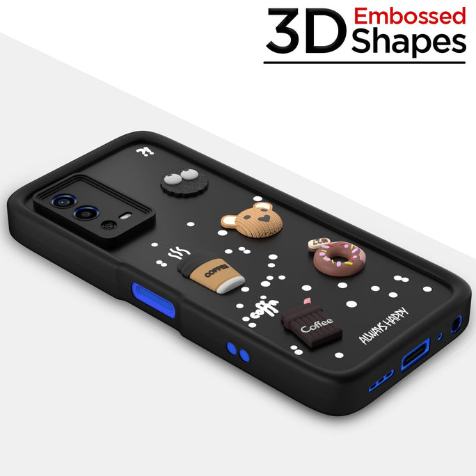 YOFO Back Cover for Oppo A55 | Cute Fun Cartoon 3D Bear Silicone Full Body Protection Bumper Case (Black)