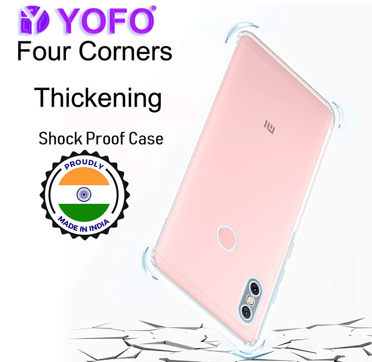 YOFO Back Cover for MI Redmi 6 Pro Shockproof TPU Cushioned Edges (Tra