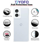 YOFO Back Cover for Motorola Edge 50 Fusion (5G) (Flexible|Silicone|Transparent|Full Camera Protection|Dust Plug)