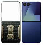 YOFO Premium Leather-Textured Back Cover for Samsung Galaxy Z Flip 7, Black with Metal Accents