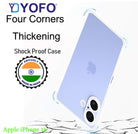 YOFO Silicone Transparent Back Cover for iPhone 16 (6.1) inch (Flexible|Silicone|Transparent|Dust Plug|Camera Protection)