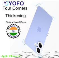 YOFO Silicone Transparent Back Cover for iPhone 16 (6.1) inch (Flexible|Silicone|Transparent|Dust Plug|Camera Protection)