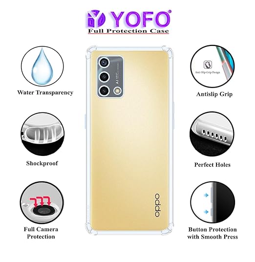 YOFO Back Cover for Oppo A74 / F19 / F19s (Flexible|Shockproof|Silicone|Transparent|Camera Protection) (SALE)