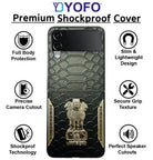 YOFO Premium Leather-Textured Back Cover for Samsung Galaxy Z FLIP 4 , Black with Metal Accents, Protective Case