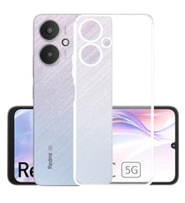 YOFO Back Cover for Mi Redmi 13C (5G) (Flexible|Silicone|Transparent|Full Camera Protection|Dust Plug)