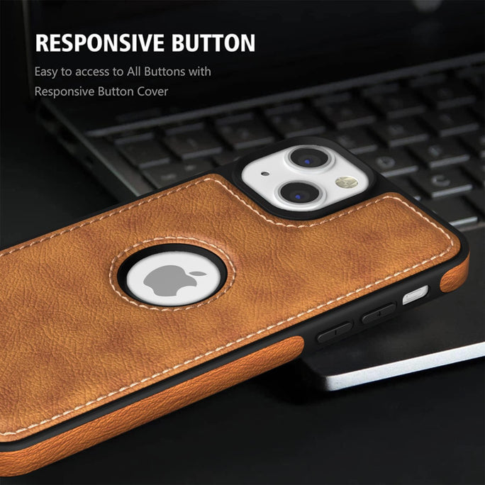 YOFO iPhone 13 Back Cover | Flexible Pu Leather | Full Camera Protection | Raised Edges | Super Soft-Touch | Bumper Case for iPhone 13 (Brown)