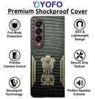 YOFO Premium Back Cover for Samsung Galaxy Z Fold Series, Textured Black with Decorative Metal Accents (Style 1, Samsung Galaxy Z Fold3)
