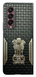 YOFO Premium Back Cover for Samsung Galaxy Z Fold Series, Textured Black with Decorative Metal Accents (Style 2, Samsung Galaxy Z Fold3)