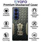 YOFO Premium Leather-Textured Back Cover for Samsung Galaxy Z Fold 5, Black with Metal Accents, Protective Case