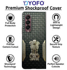 YOFO Premium Leather-Textured Back Cover for Samsung Galaxy Z Fold 4 , Black with Metal Accents