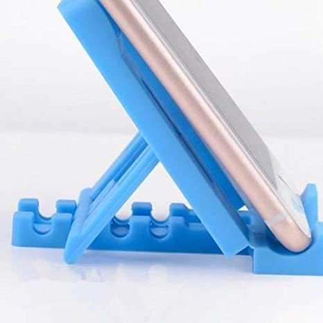 YOFO Small Size Universal Adjustable 4 Steps Fold-able Stand Holder for All Phone Tablet Desk (Assorted Colour)- Pack of 1