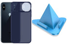 Prime Metal Shutter, Slim Protective Back Cover With Camera Slide Protector For iPhone X With Free Triangle Mobile Stand
