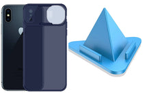Prime Metal Shutter, Slim Protective Back Cover With Camera Slide Protector For iPhone X With Free Triangle Mobile Stand