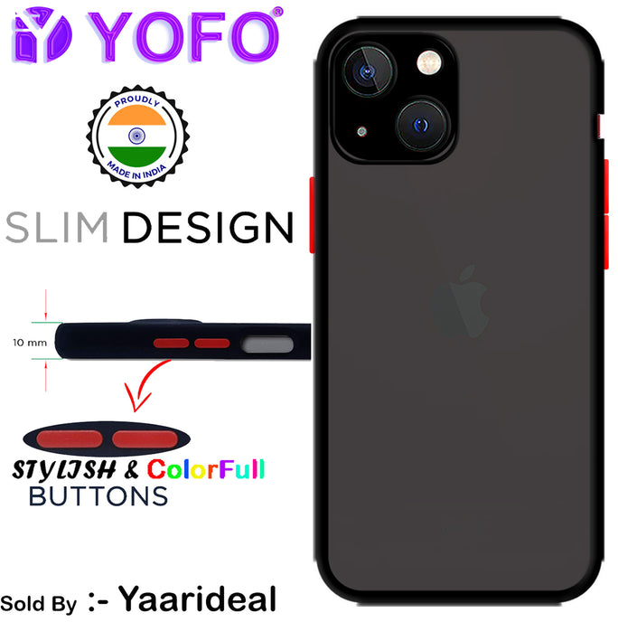 YOFO Back Cover for Apple iPhone 13 (6.1) (Translucent Matte Smoke Case|Soft Frame|Shockproof|Full Camera Protection) with Free Mobile Stand