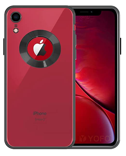 YOFO Electroplated Logo View Back Cover Case for Apple iPhone XR (Transparent|Chrome|TPU+Poly Carbonate)- Black