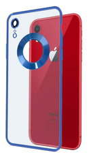 YOFO Electroplated Logo View Back Cover Case for Apple iPhone XR (Transparent|Chrome|TPU+Poly Carbonate)- Blue