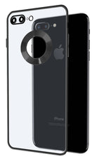 YOFO Electroplated Logo View Back Cover Case for Apple iPhone 7 Plus /  iPhone 8 Plus  (Transparent|Chrome|TPU+Poly Carbonate) - BLACK