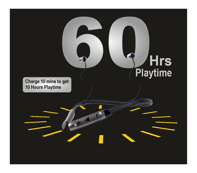 YOFO BT24 Bluetooth Version 5.0 with EDR Technology, IPX4, Quick Pairing, 60 Hours Playtime and with YOFO Signature Sound Neckband