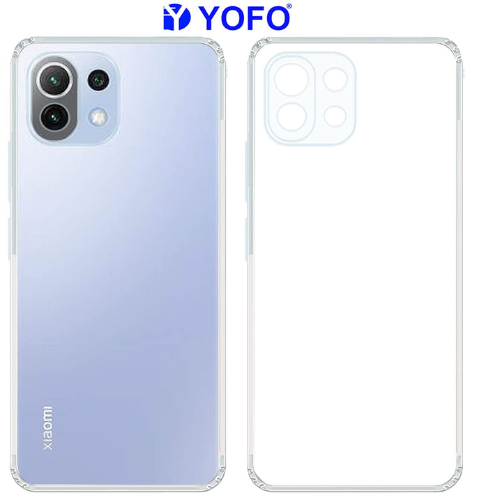 YOFO Back Cover for Mi 11 Lite (5G) (Flexible|Silicone|Transparent|Camera Protection|DustPlug)