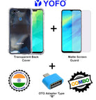 YOFO Combo for Realme 2 Pro Transparent Back Cover + Matte Screen Guard with Free OTG Adapter