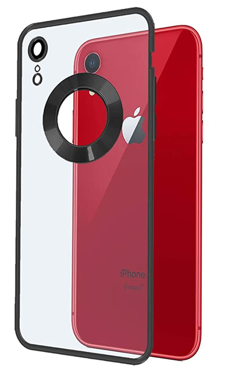 YOFO Electroplated Logo View Back Cover Case for Apple iPhone XR (Transparent|Chrome|TPU+Poly Carbonate)- Black