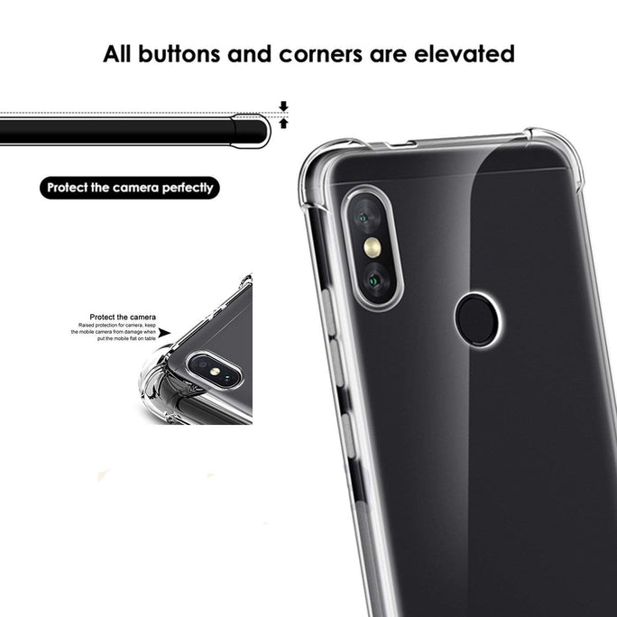YOFO Back Cover for MI Redmi Note 5 Pro Shockproof TPU Cushioned Edges (Transparent)