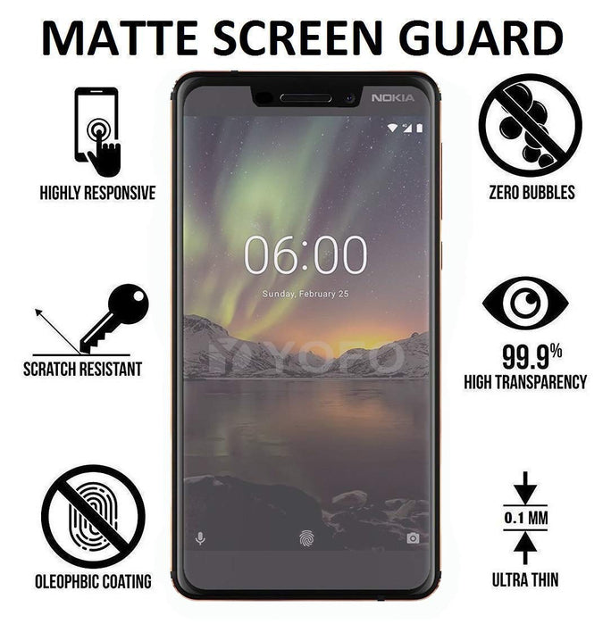 YOFO Combo for Nokia 6.1 Transparent Back Cover + Matte Screen Guad with Free OTG Adapter