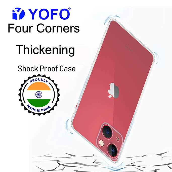 YOFO Back Cover for Apple iPhone 13 (6.1) (Flexible|Silicone|Transparent|Camera Protection|DustPlug) (SALE)