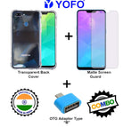 YOFO Combo for Realme 2 Transparent Back Cover + Matte Screen Guard with Free OTG Adapter