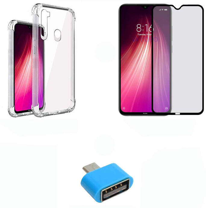 YOFO Combo for Mi Redmi Note 8 Transparent Back Cover + Matte Screen Guard with Free OTG Adapter