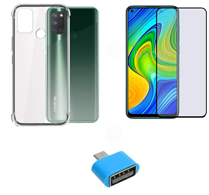 YOFO Combo for Realme 7i Transparent Back Cover + Matte Screen Guard with Free OTG Adapter