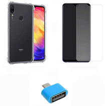 YOFO Combo for Mi Redmi Note 7 PRO Transparent Back Cover + Matte Screen Guard with Free OTG Adapter
