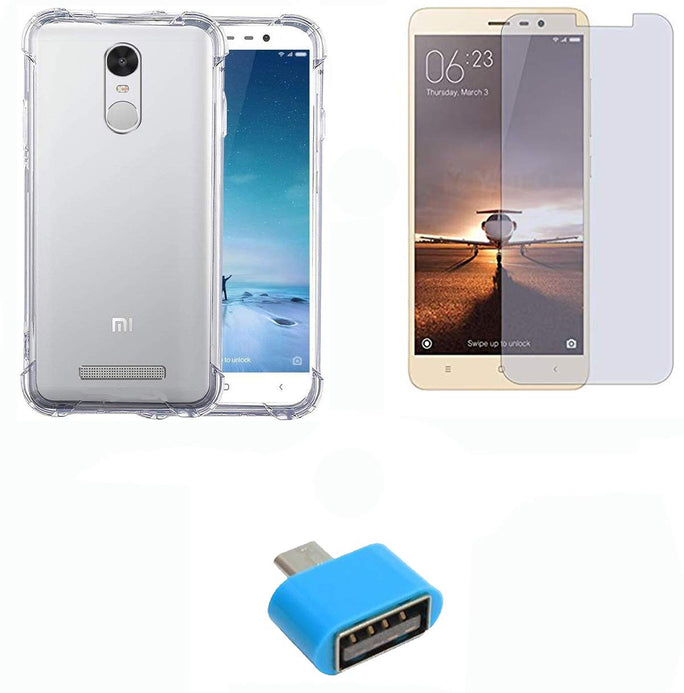 YOFO Combo for Mi Redmi Note 3 Transparent Back Cover + Matte Screen Guard with Free OTG Adapter