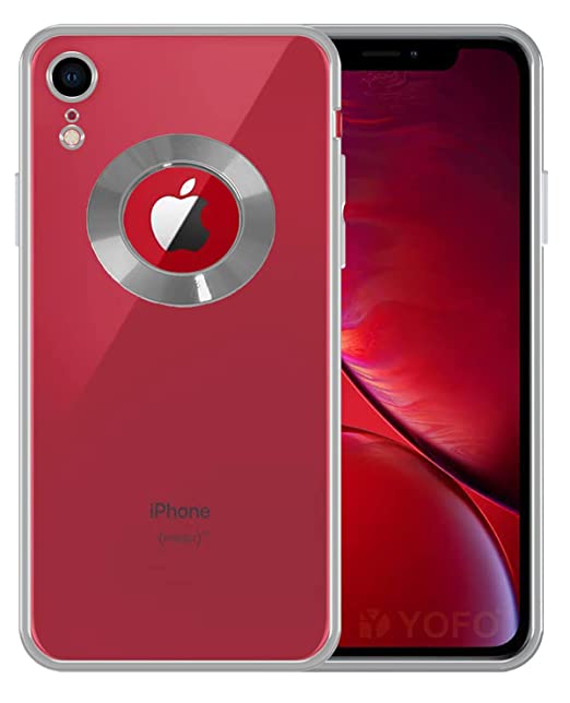 YOFO Electroplated Logo View Back Cover Case for Apple iPhone XR (Transparent|Chrome|TPU+Poly Carbonate)- Silver