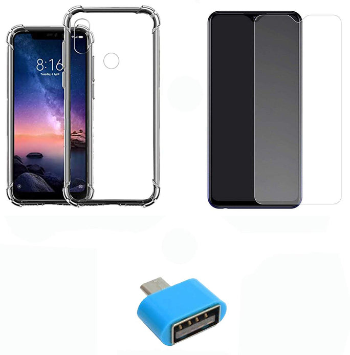 YOFO Combo for Mi Redmi Note 6 PRO Transparent Back Cover + Matte Screen Guard with Free OTG Adapter
