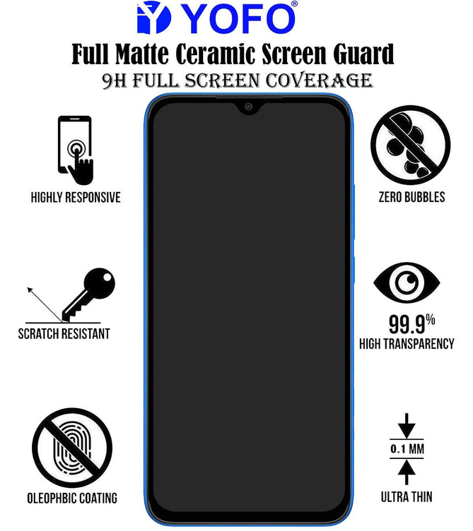 YOFO Combo for Mi Redmi 9 Prime Transparent Back Cover + Full Matte Screen Guad with Free OTG Adapter
