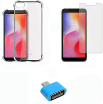 YOFO Combo for Mi Redmi 6A Transparent Back Cover + Matte Screen Guard with Free OTG Adapter