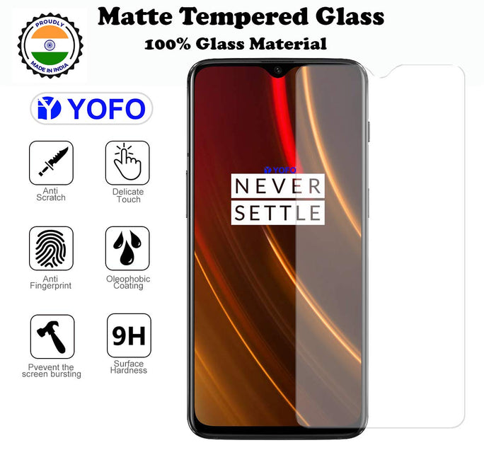 YOFO Matte Tempered Glass/Screen Guard for OnePlus 6T (Matte Finish) Full Screen Coverage (except edges)