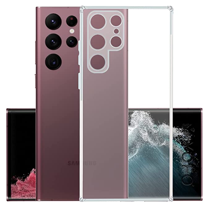 YOFO Back Cover for Samsung Galaxy S22 Ultra (5G) (Flexible|Silicone|Transparent|Dust Plug|Camera Protection) (SALE)