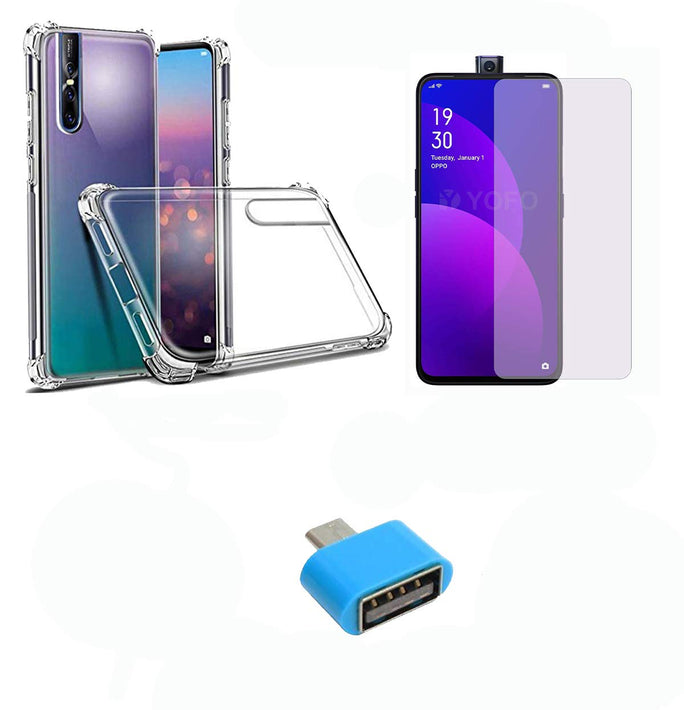 YOFO Combo for Realme X Transparent Back Cover + Matte Screen Guard with Free OTG Adapter